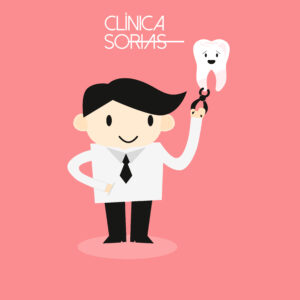 Dibujo de un dentista con un diente extirpado